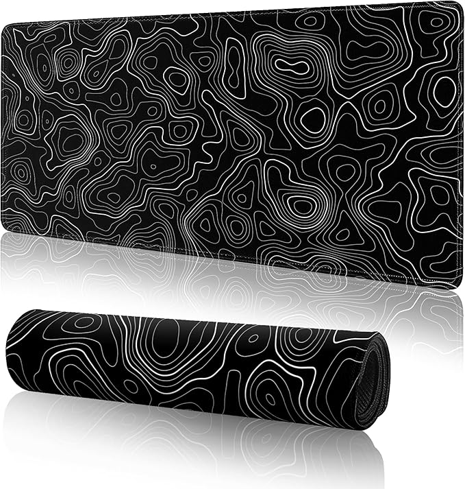 Black contour-line desk mat - Coveo