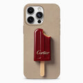 Beige iPhone case with red popsicle graphic - Coveo