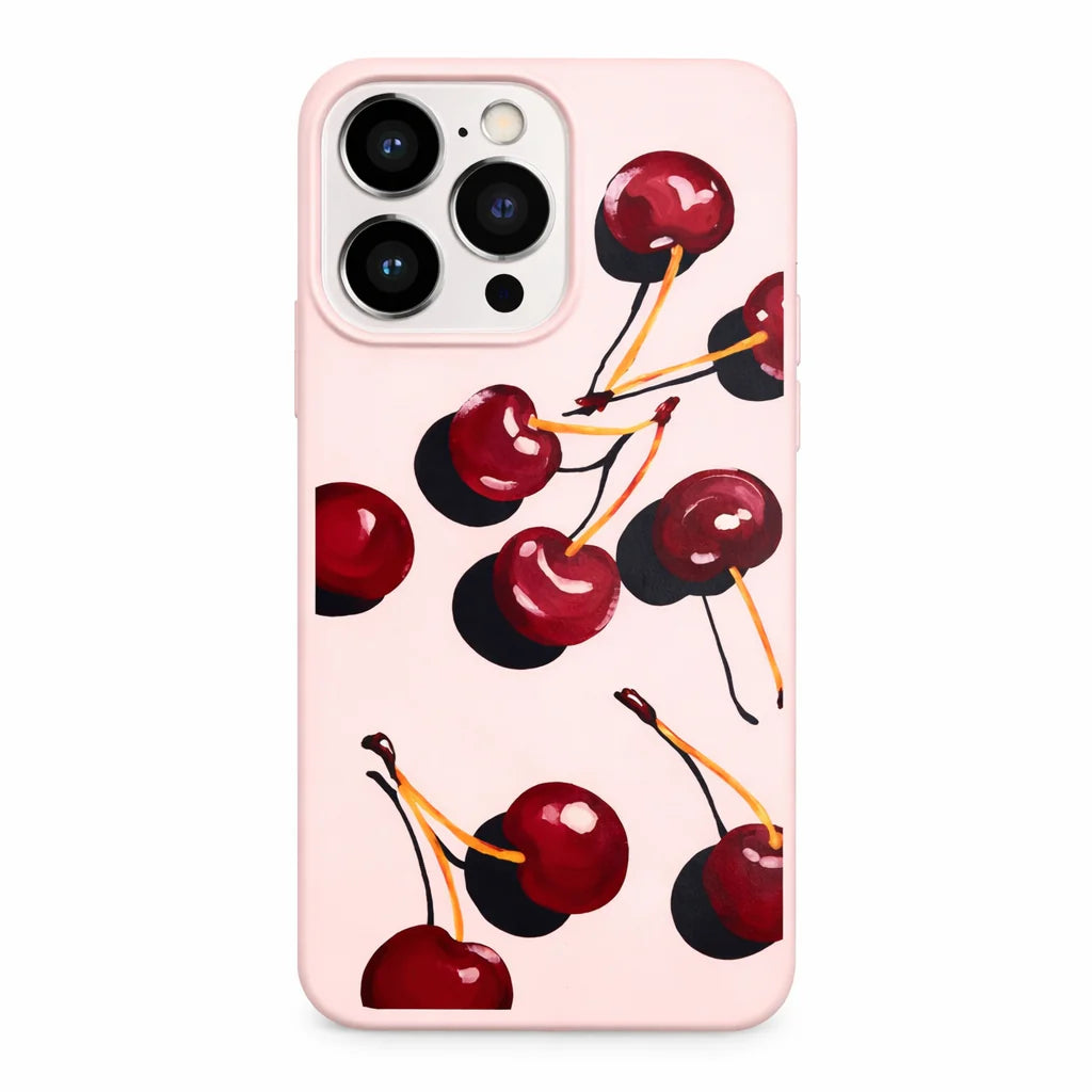 Pink iPhone case with cherry artwork - Coveo