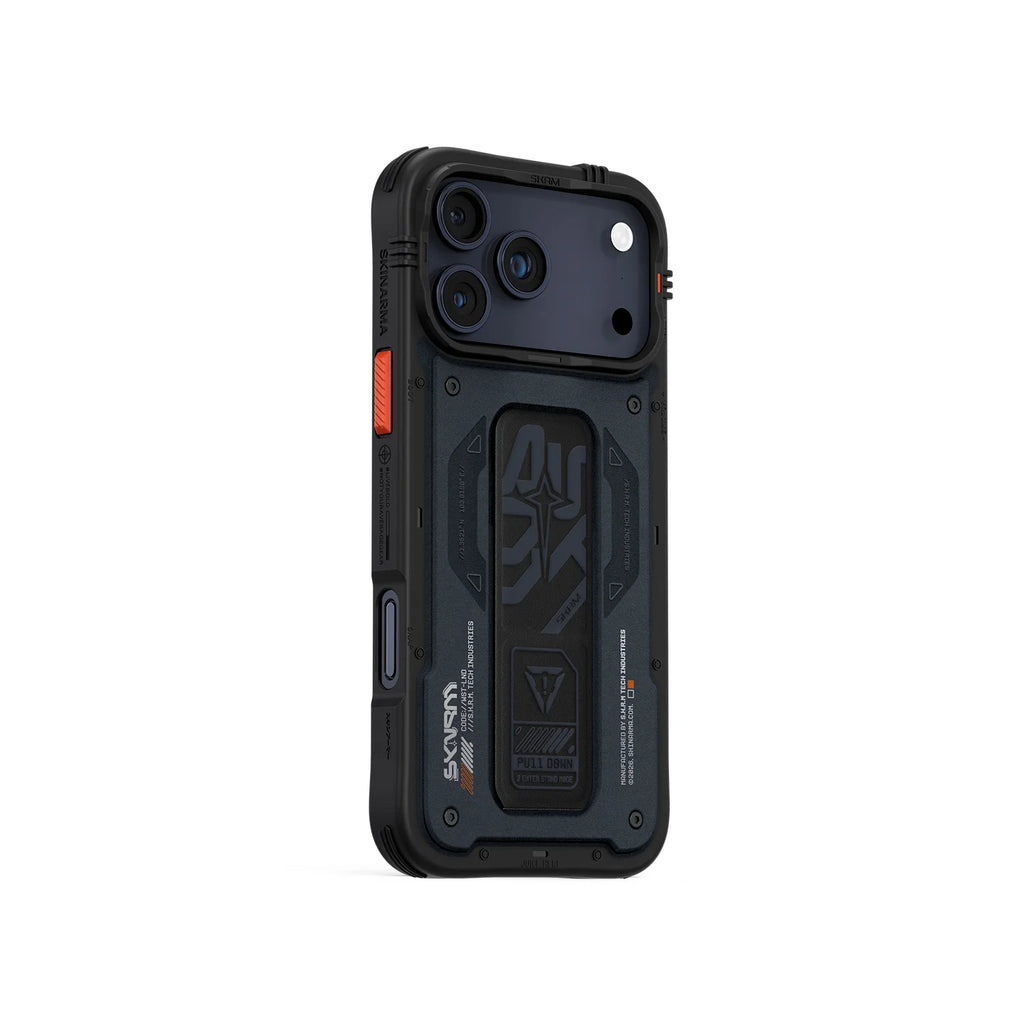 Skinarma Aegis 17 Pro Mag-Charge case in navy, front view