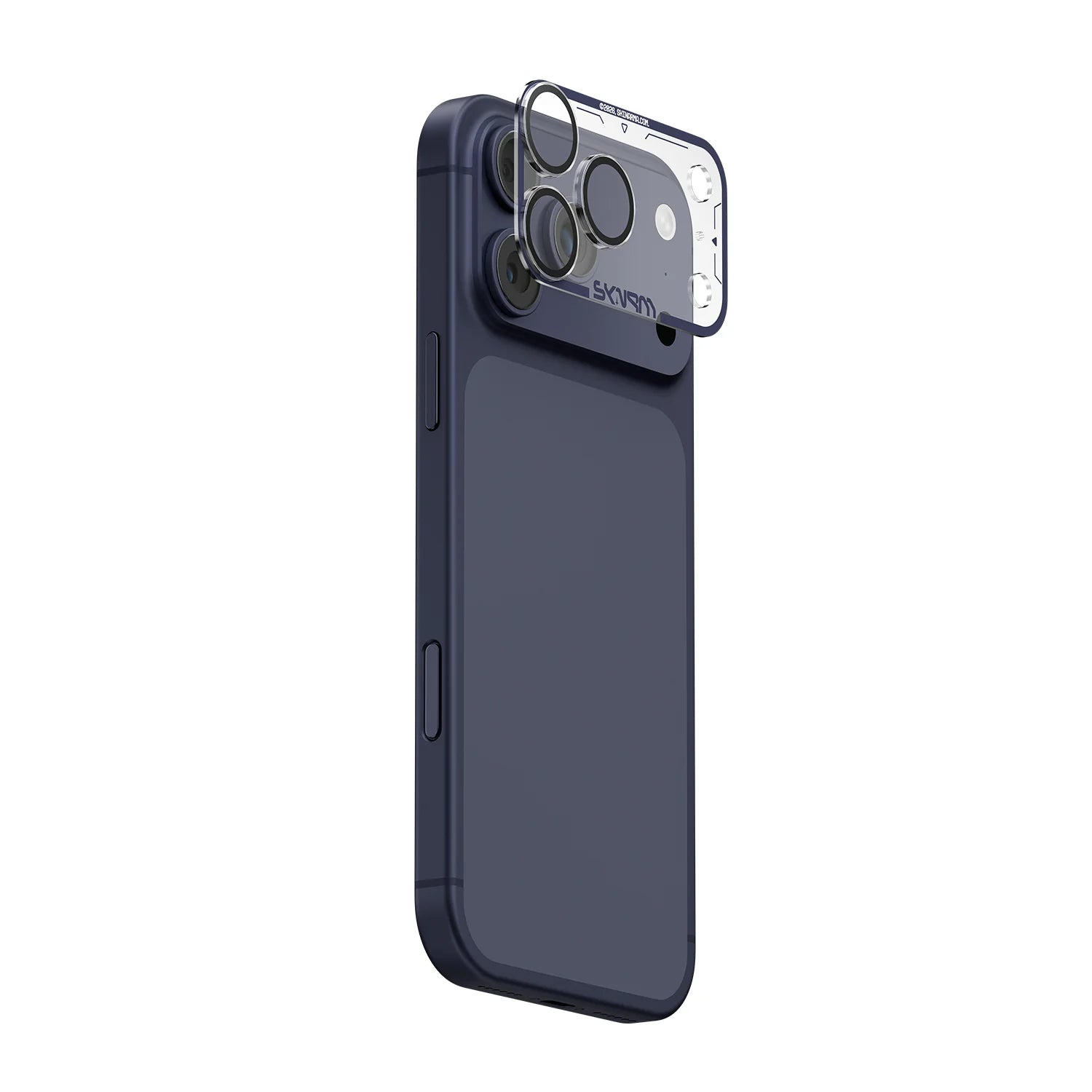 Skinarma Magma lens protector for iPhone 17 Pro in navy, front view