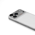 Skinarma Sonix lens protector for iPhone 17 Pro in gray, angled view